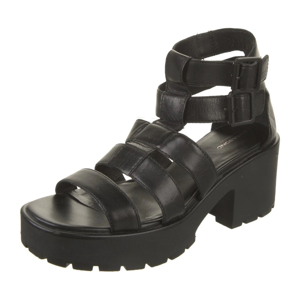 Vagabond Black Leather Platform Gladiator Sandals